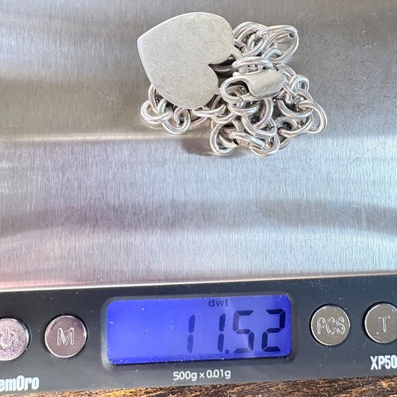 VTG Sterling Silver 925 Heart Tag Round Link Chain Bracelet Size 8.5" Length - Picture 9 of 9